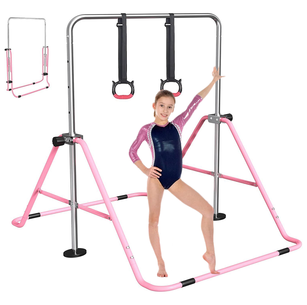 Barra per Ginnastica e Danza per Bambini Pieghevole Sbarra Fitness Acciaio Rosa (1)