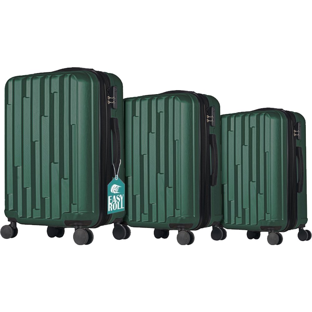 Set 3 Valigie Rigide New York con Ruote Easy Roll Trolley Bagaglio Viaggio Verde (1)