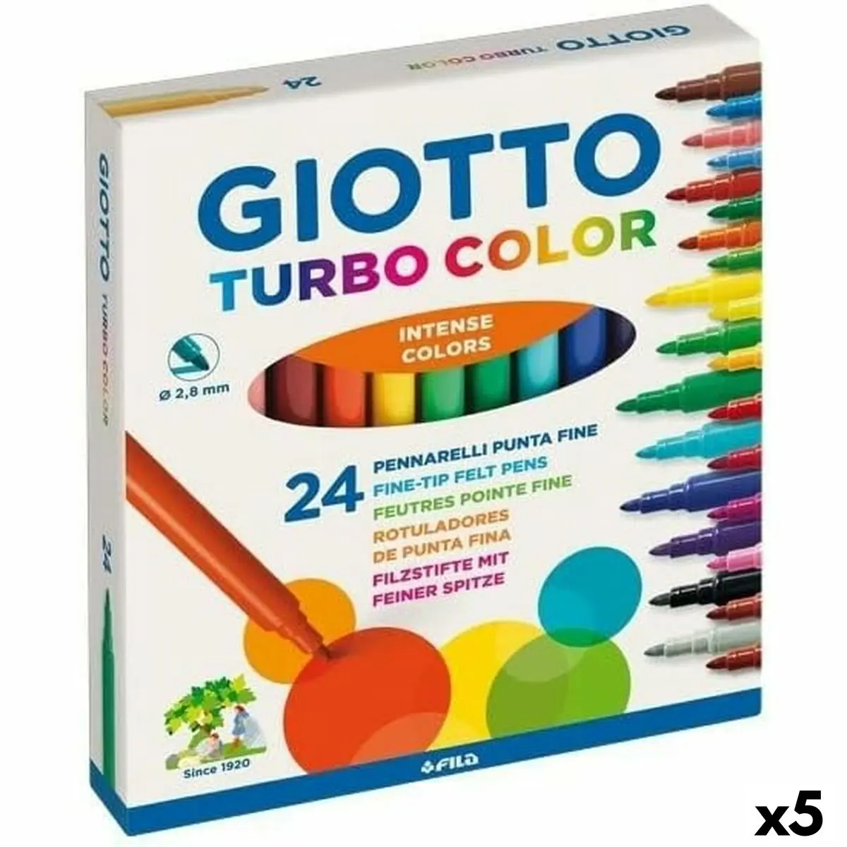 Set di Pennarelli Giotto Turbo Color Multicolore (5 Unità)