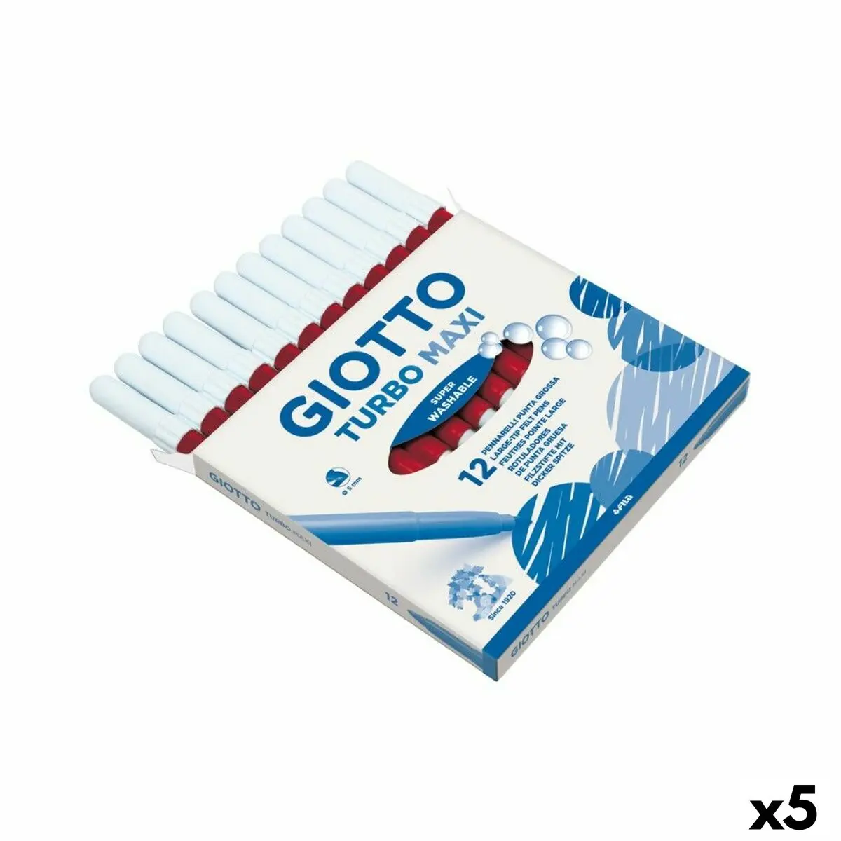 Set di Pennarelli Giotto Turbo Maxi Rosso (5 Unità)