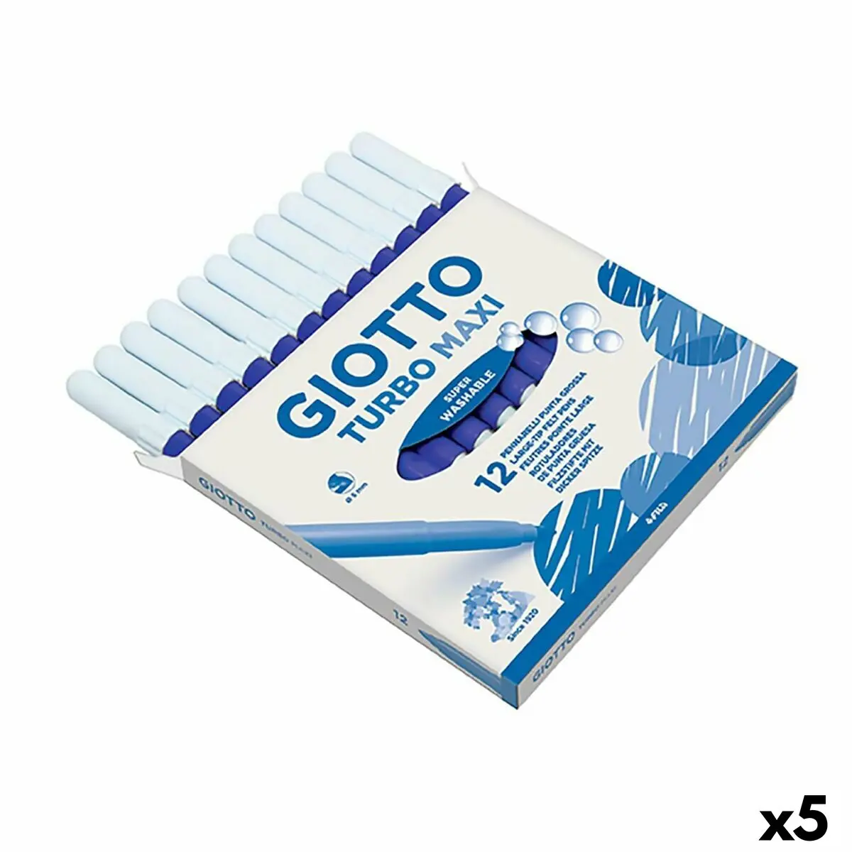 Set di Pennarelli Giotto Turbo Maxi Azzurro (5 Unità)