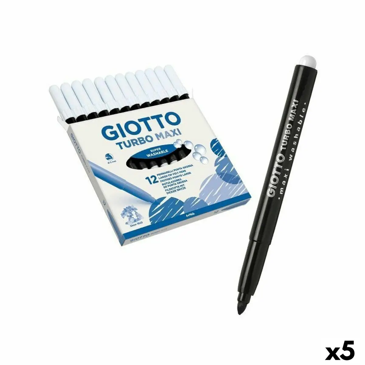 Set di Pennarelli Giotto Turbo Maxi Nero (5 Unità)