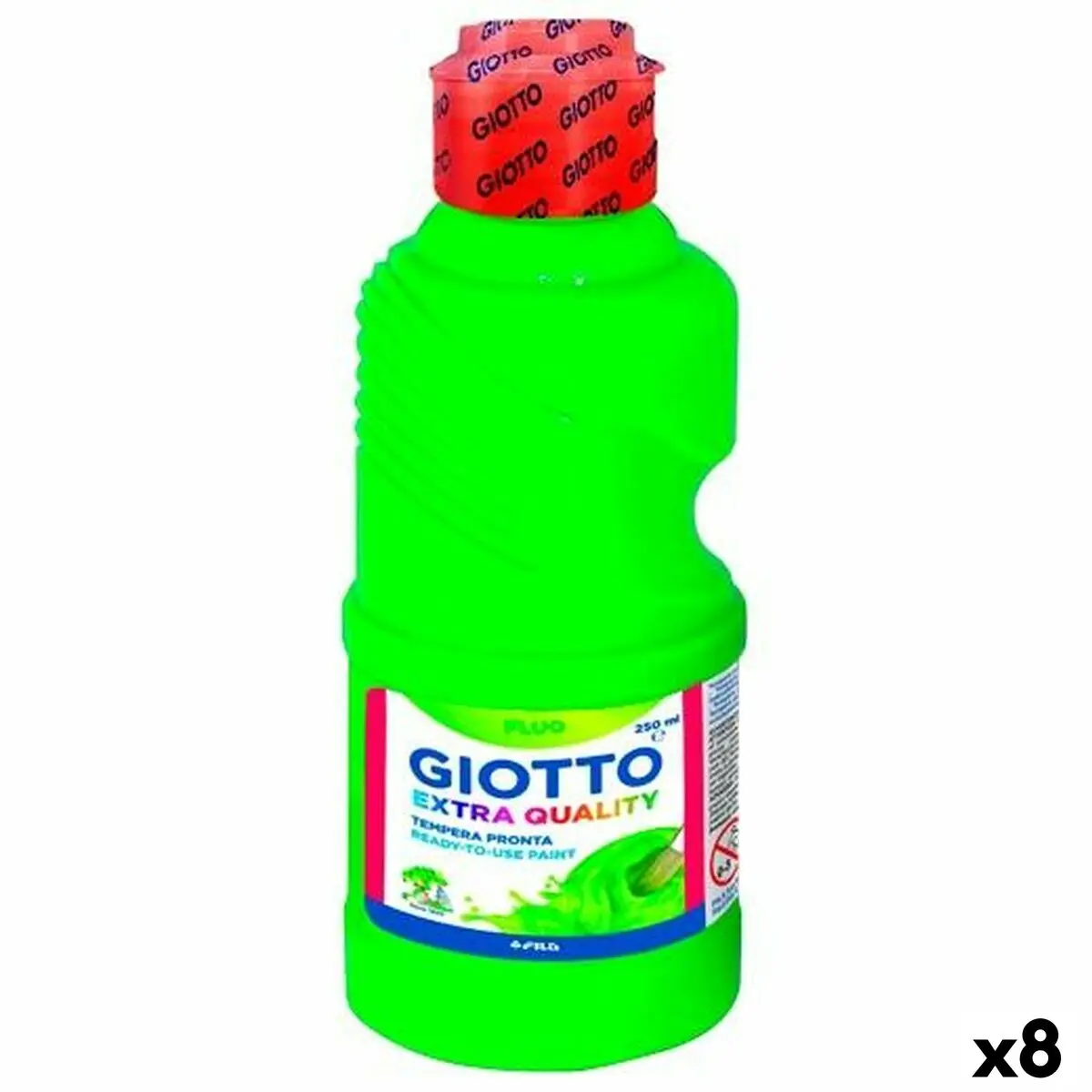 Pittura a tempera Giotto Fluo Verde 250 ml (8 Unità)