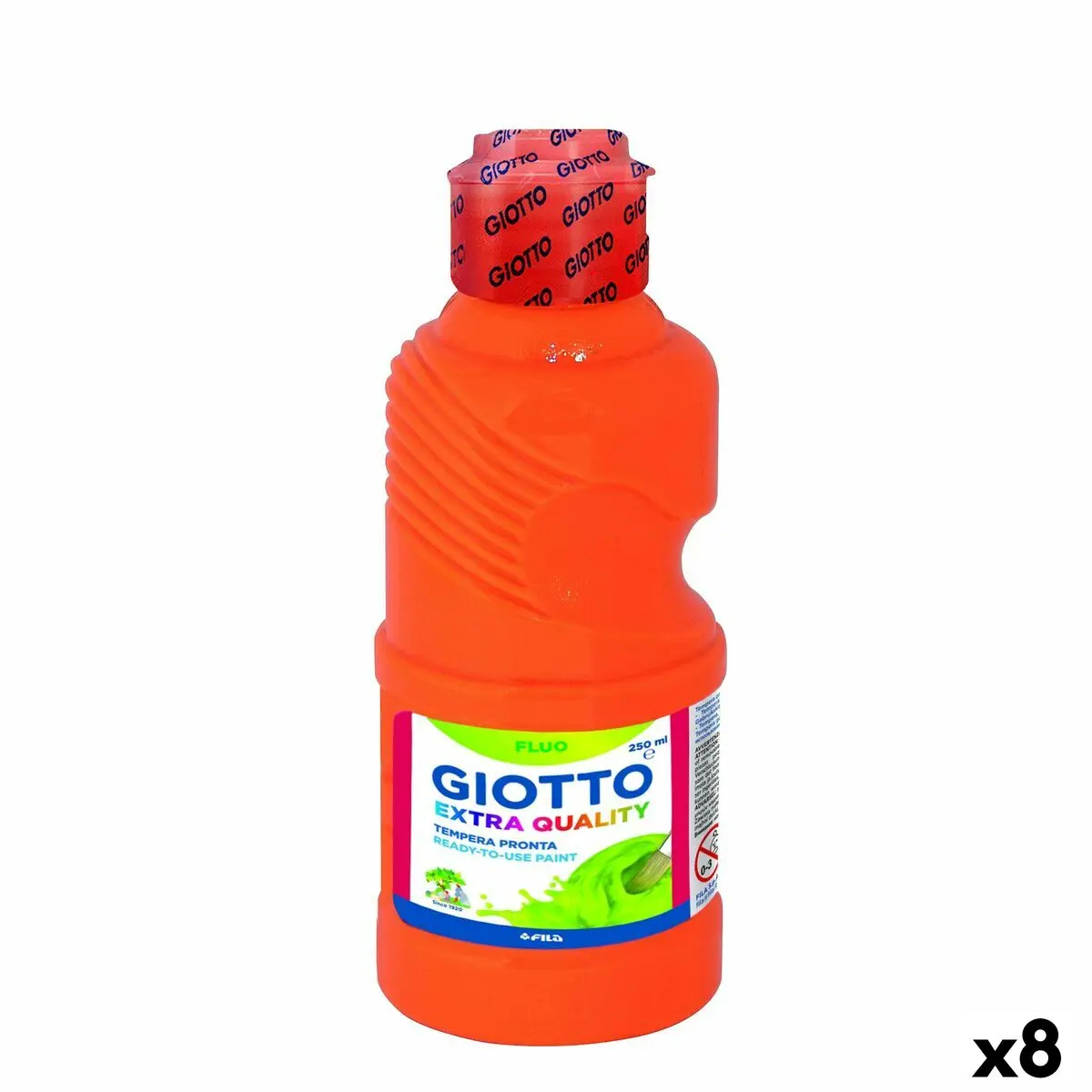 Pittura a tempera Giotto Fluo Arancio 250 ml (8 Unità)