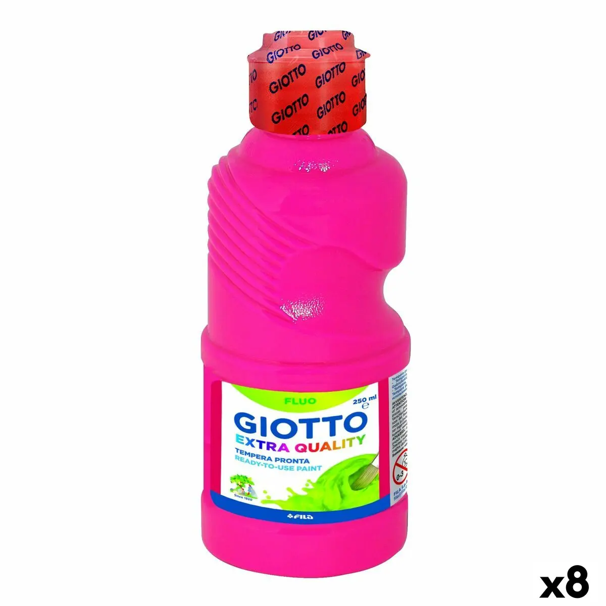 Pittura a tempera Giotto Fluo Rosa 250 ml (8 Unità)