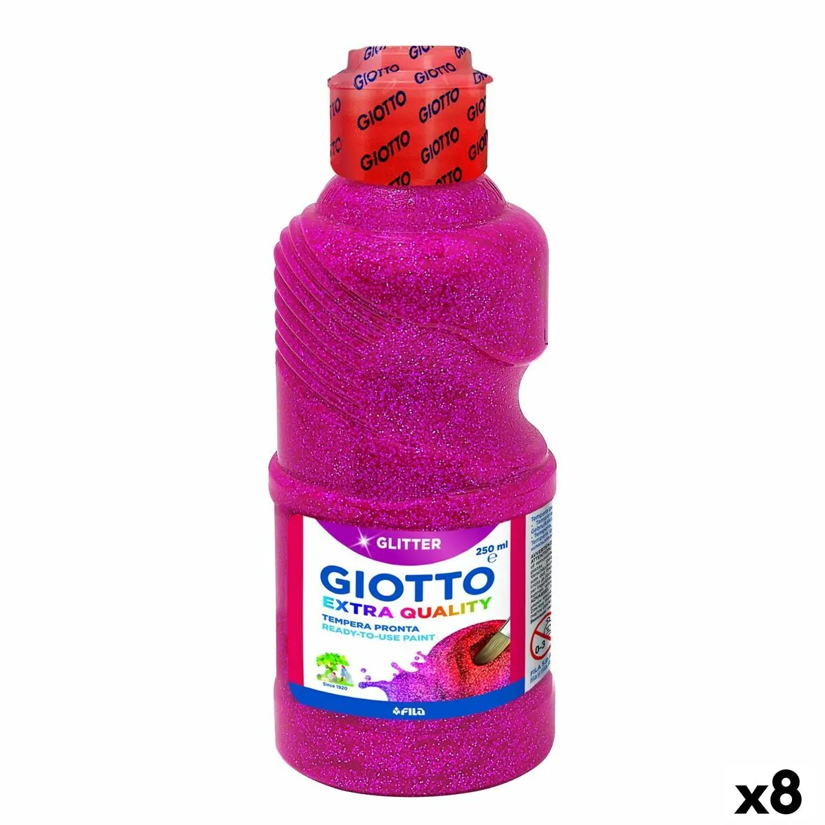 Pittura a tempera Giotto Glitter Magenta 250 ml (8 Unità)