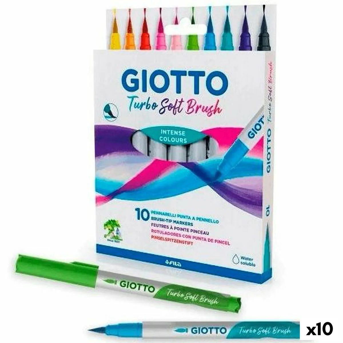 Set di Pennarelli Giotto Turbo Soft Brush Multicolore (10 Unità)