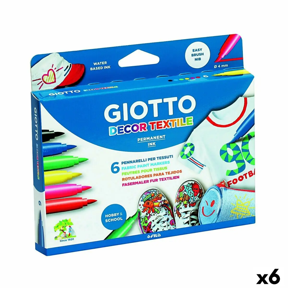 Set di Pennarelli Giotto Decor Textile Multicolore (6 Unità)