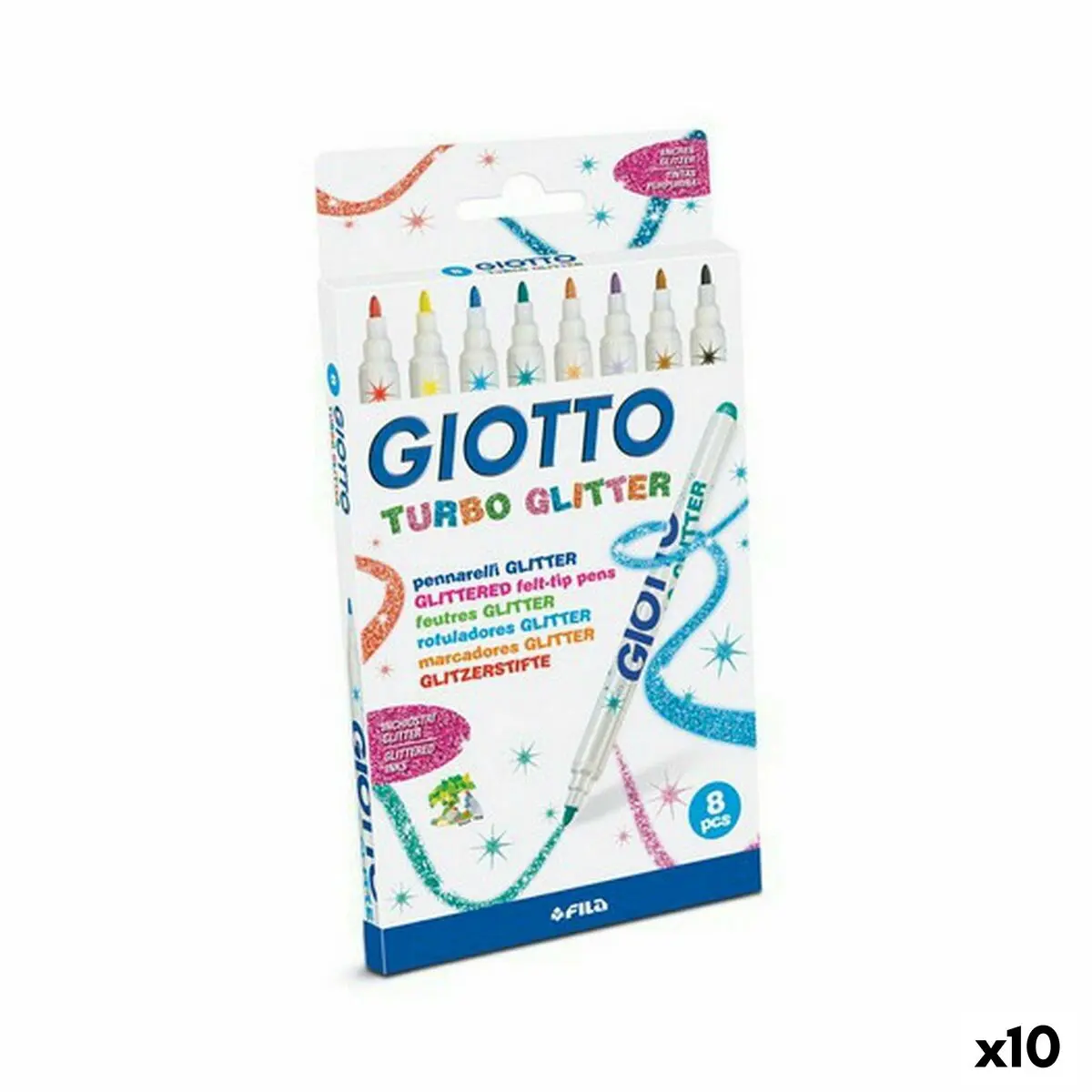 Set di Pennarelli Giotto Turbo Glitter Multicolore (10 Unità)