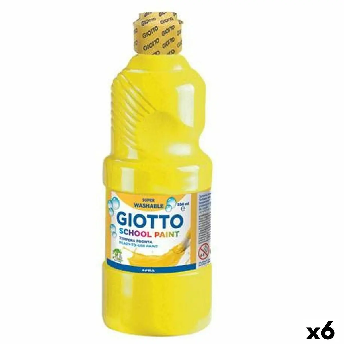 Pittura a tempera Giotto School Giallo 500 ml Lavabili (6 Unità)