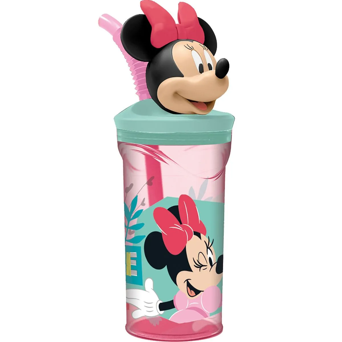 Bicchiere con Cannuccia Minnie Mouse 360 ml 3D Rosa