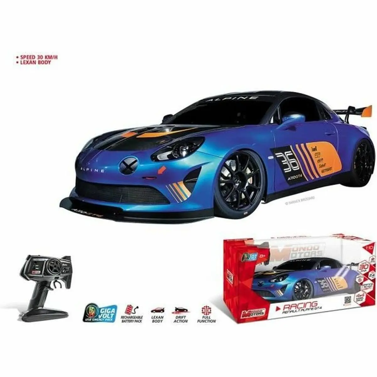 Macchinina Radiocomandata Mondo Alpine A110 GT4 R / C 1:10 Turchese