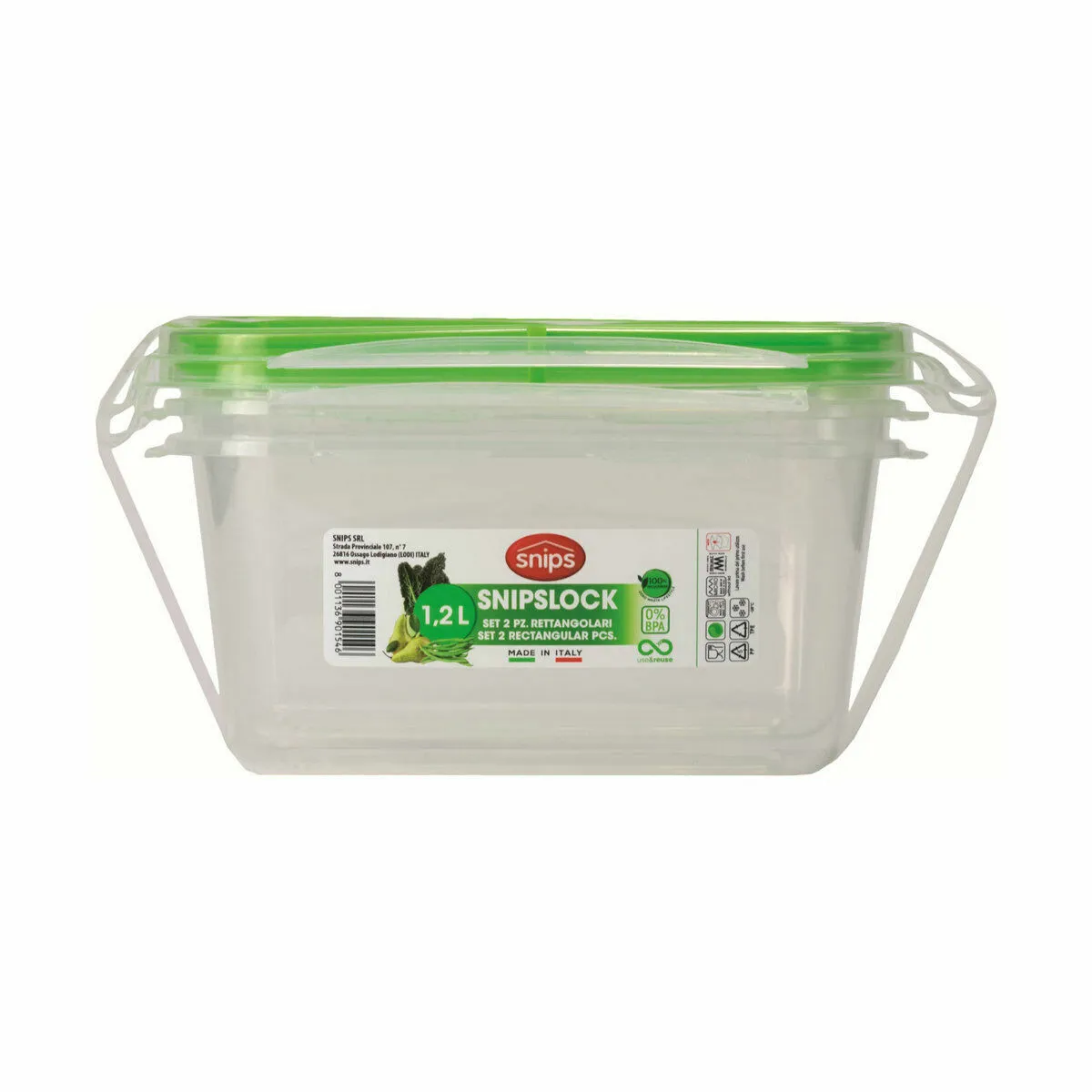 Porta pranzo Snips 1,2 L Chiusura ermetica (2 Unità)