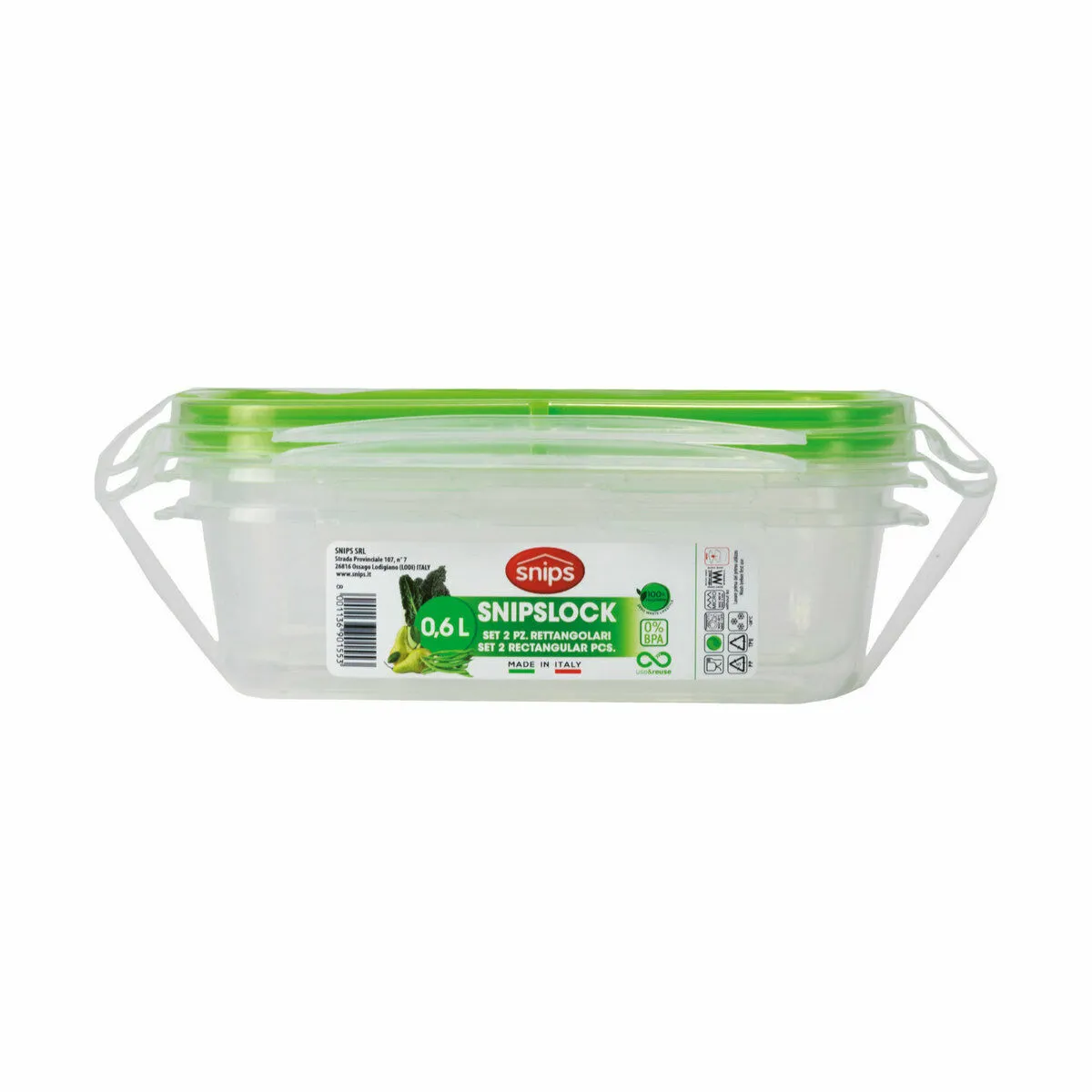 Porta pranzo Snips 600 ml Chiusura ermetica (2 Unità)