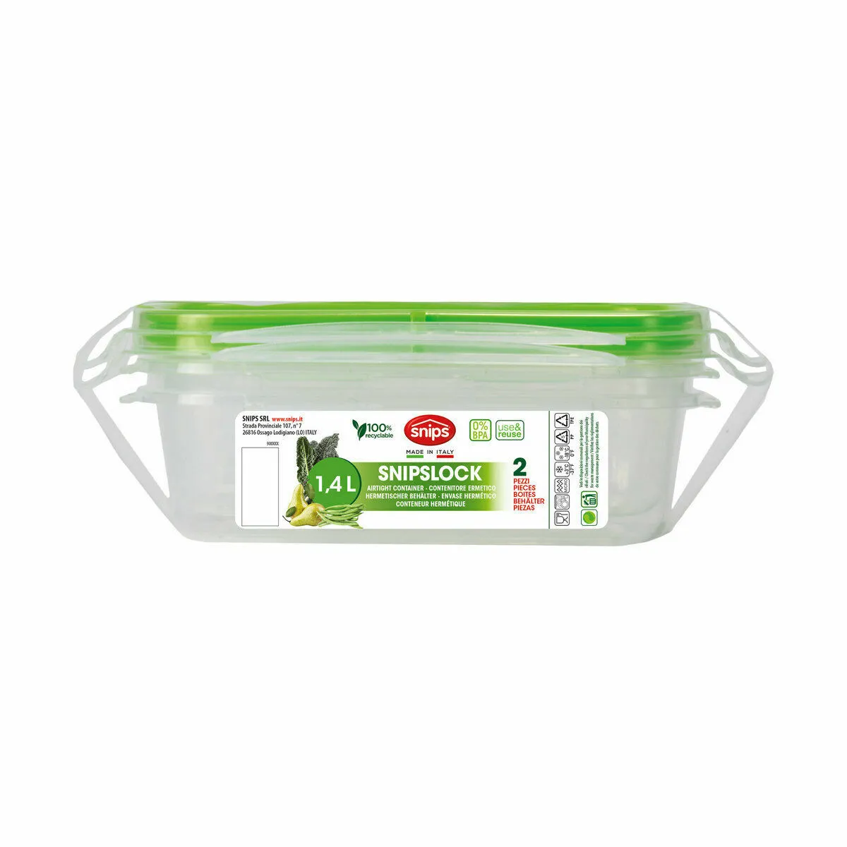 Porta pranzo Snips 1,4 L Chiusura ermetica (2 Unità)