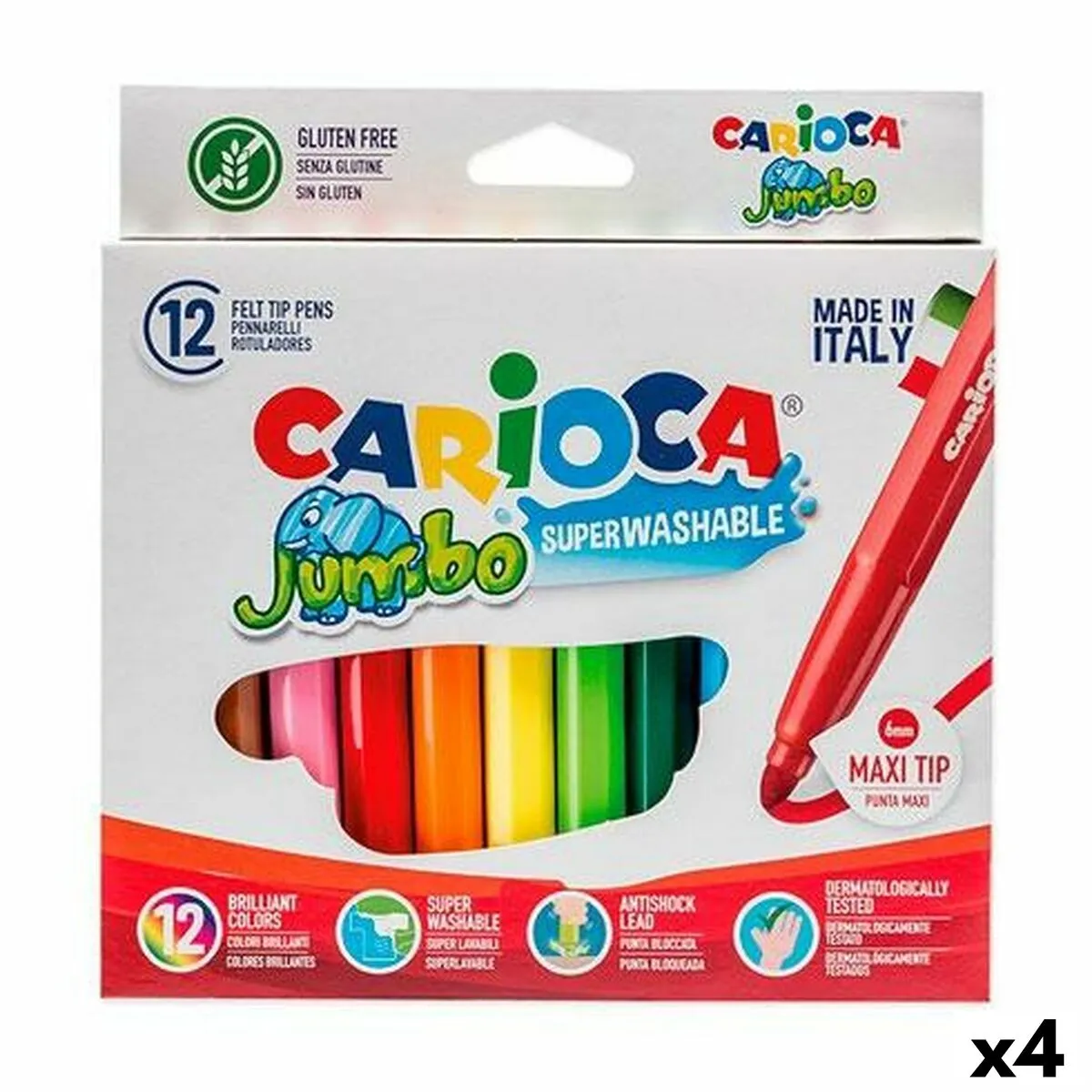 Set di Pennarelli Carioca Jumbo 12 Pezzi Multicolore (12 Pezzi) (4 Unità)