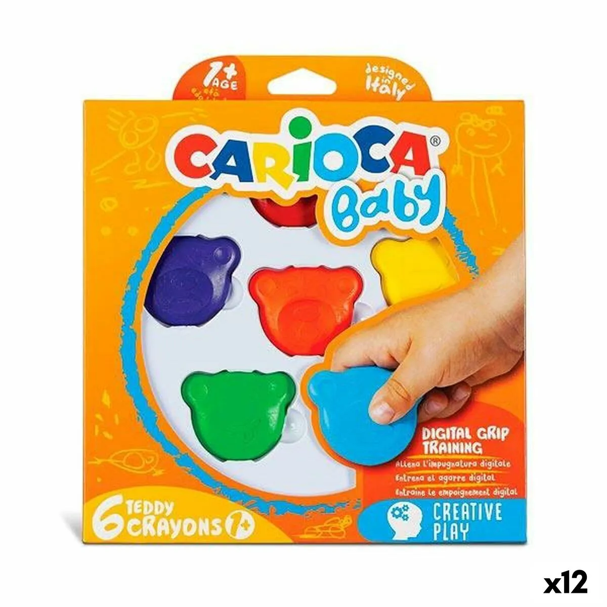 Colori a Cera Carioca Teddy 6 Pezzi Multicolore (12 Unità)