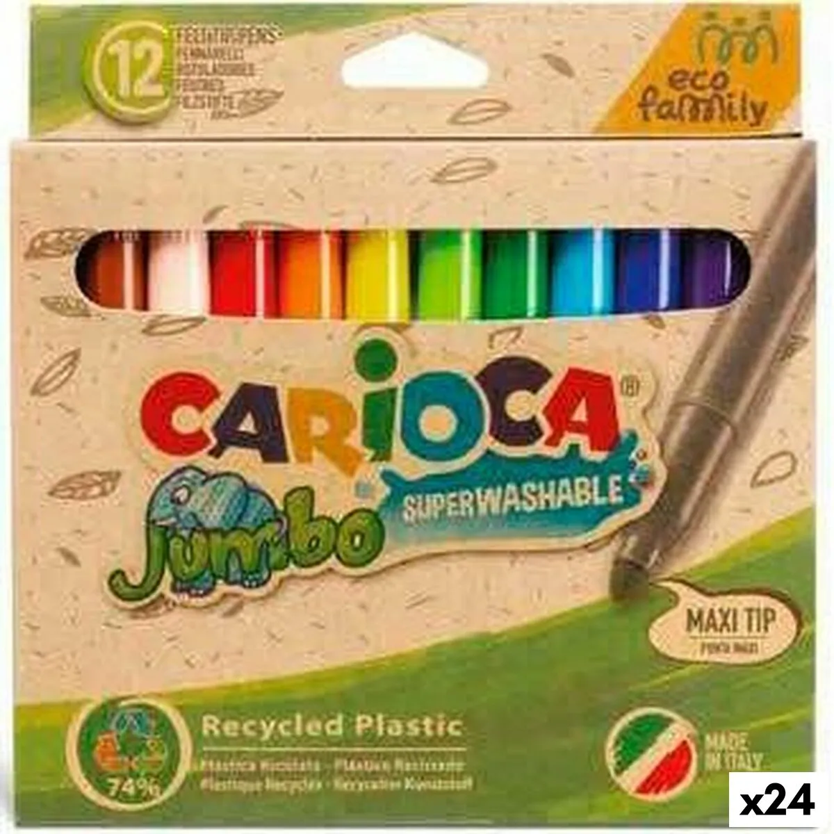 Set di Pennarelli Carioca Jumbo Eco Family 24 Pezzi Multicolore (24 Unità)