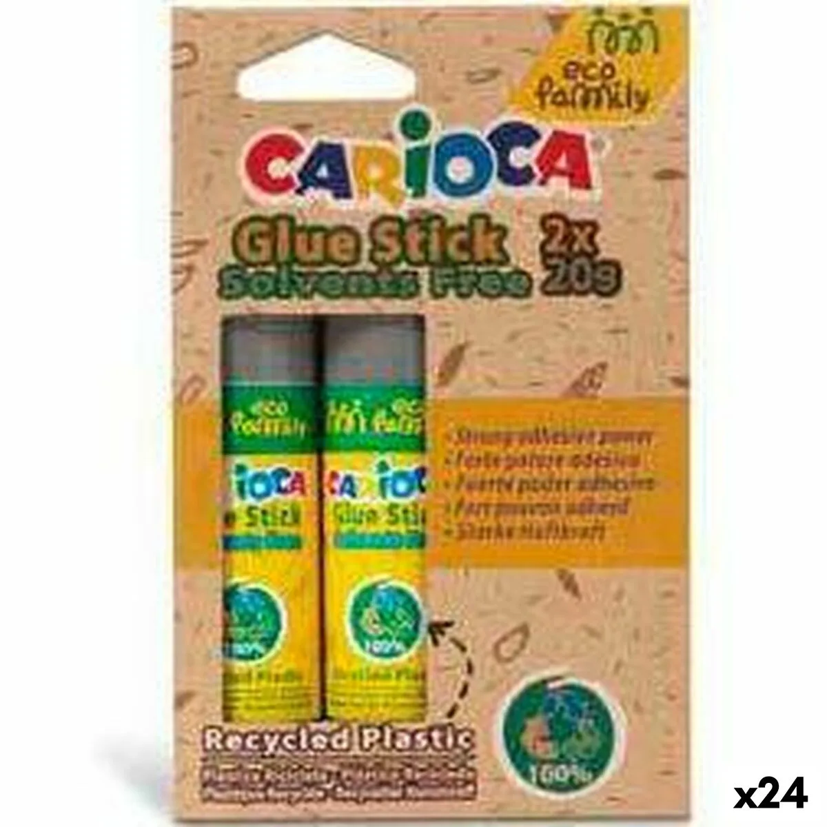 Stick di colla Carioca Eco Family 2 Pezzi 20 g (24 Unità)