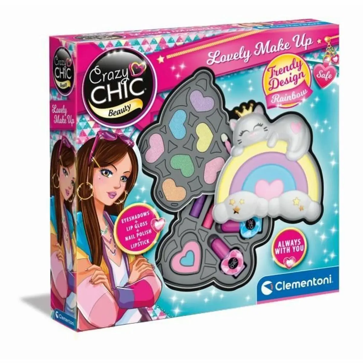 Set di Trucchi per Bambini Clementoni Crazy Chic Beauty Lovely Make up Multicolore