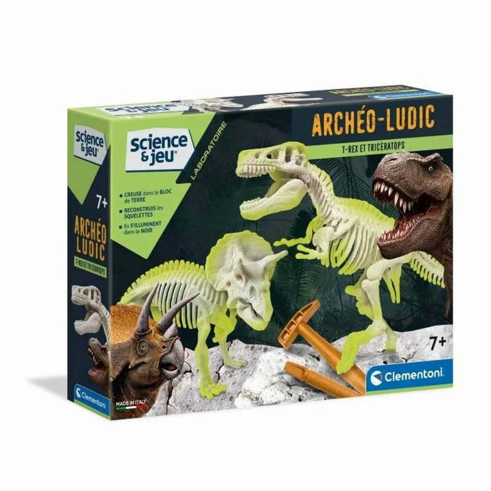 Dinosauro Clementoni Archéo Ludic - T-Rex & Triceratops Phosphorescent 