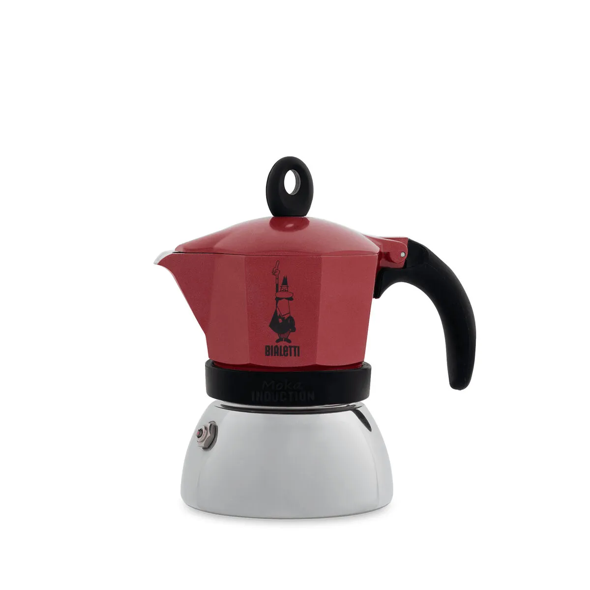 Cafettiera Italiana Bialetti Moka Induction Nero Rosso Metallo Acciaio inossidabile Alluminio 150 ml 200 ml 4 Tazze (1 Pezzi)