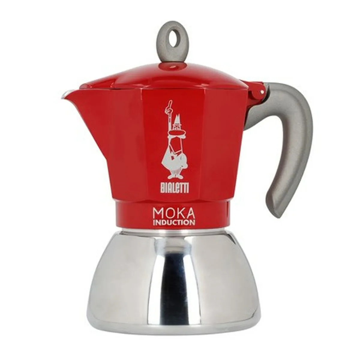 Cafettiera Italiana Bialetti Moka Induction Nero Rosso Metallo Acciaio inossidabile Alluminio 300 ml 6 Tazze