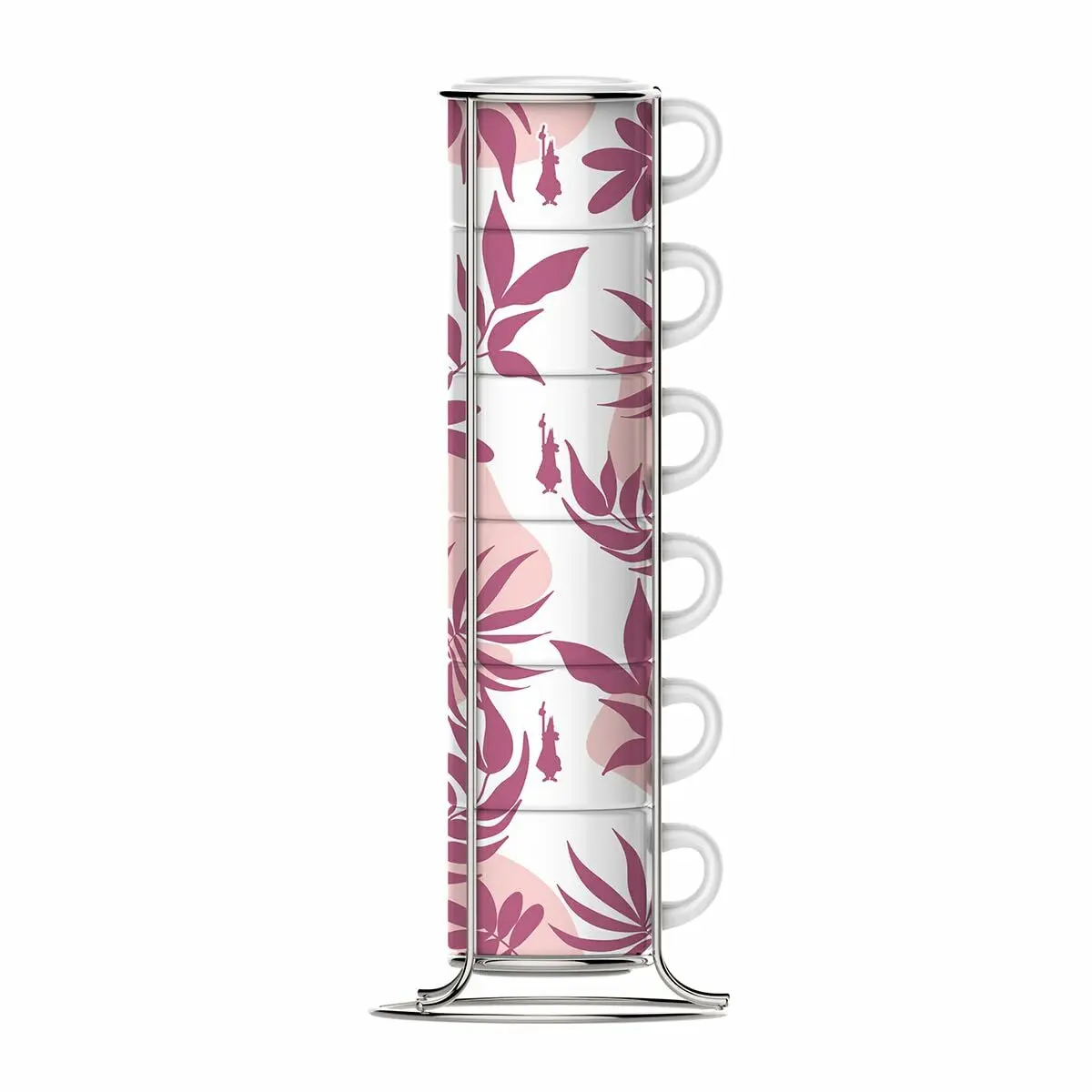 Set di 6 Tazze da Caffè Bialetti 29596 Bianco Rosa Porcellana 90 ml (6 Unità)