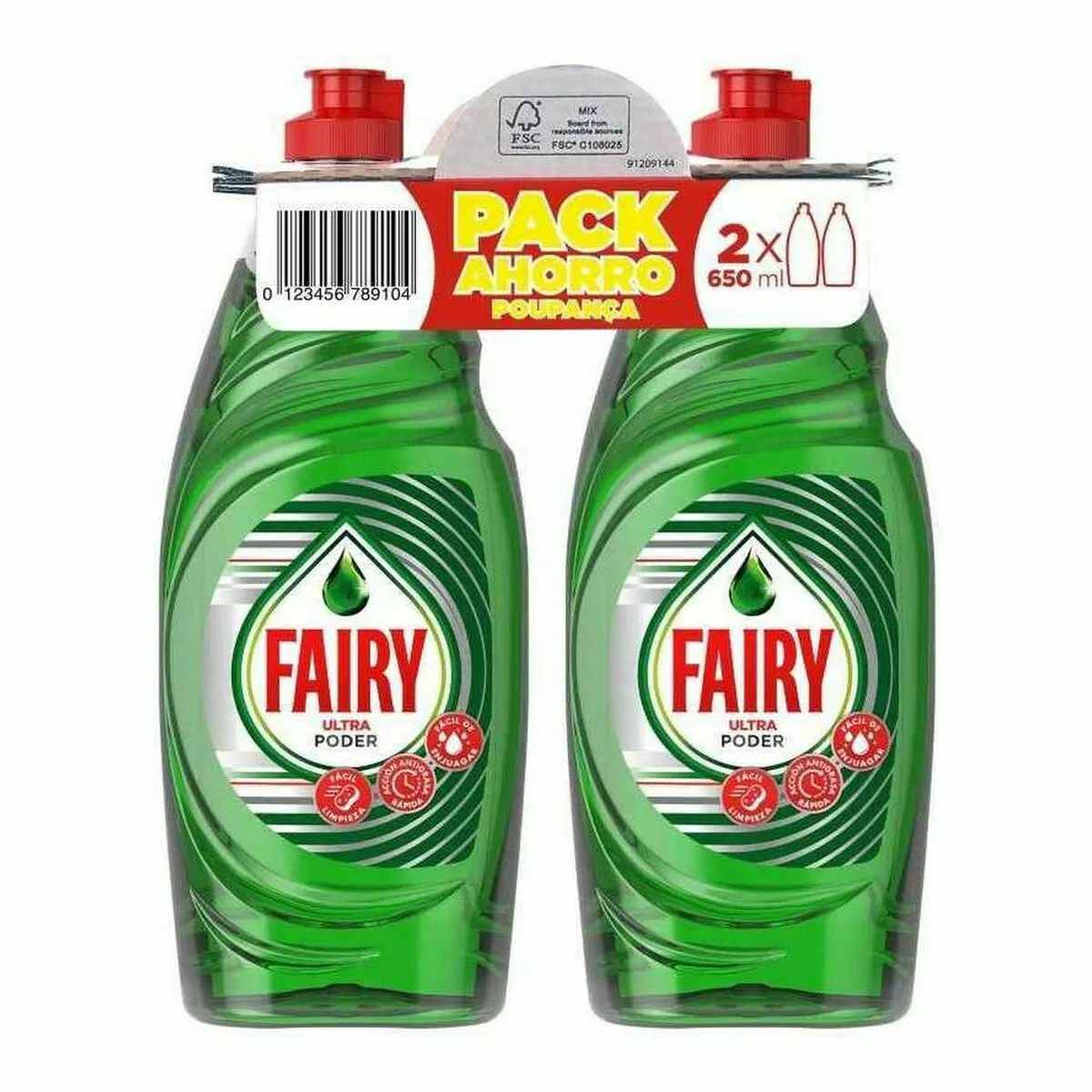 Detersivo Liquido per Stoviglie Fairy Fairy Ultra Poder Lavavajillas Concentrado Lote 650 ml (2 x 650 ml)