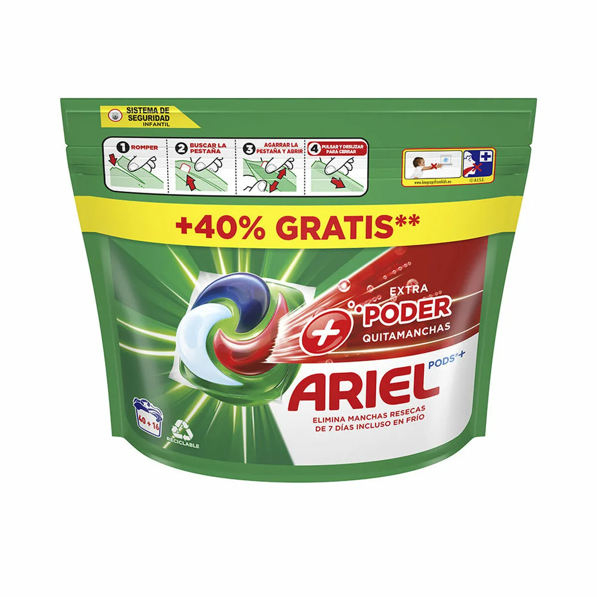 Detersivo Ariel Ariel Pods Extra Poder Quitamanchas Capsule 3 in 1 Elimina macchie