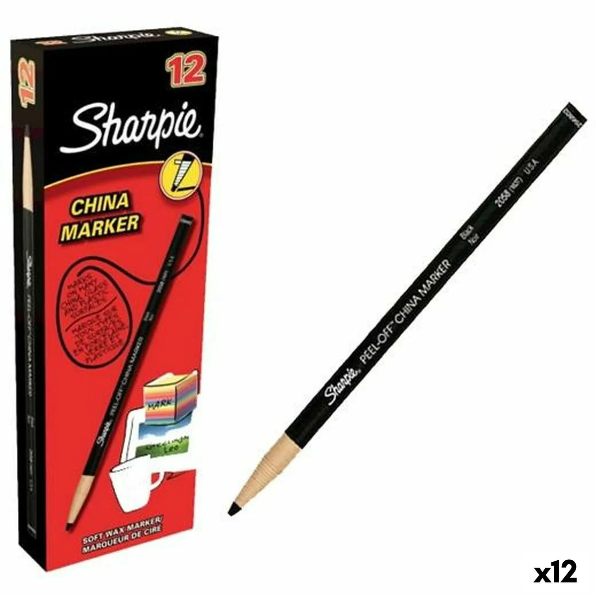 Pennarello Sharpie China Permanente Nero 12 Pezzi (12 Unità) (1 Unità)