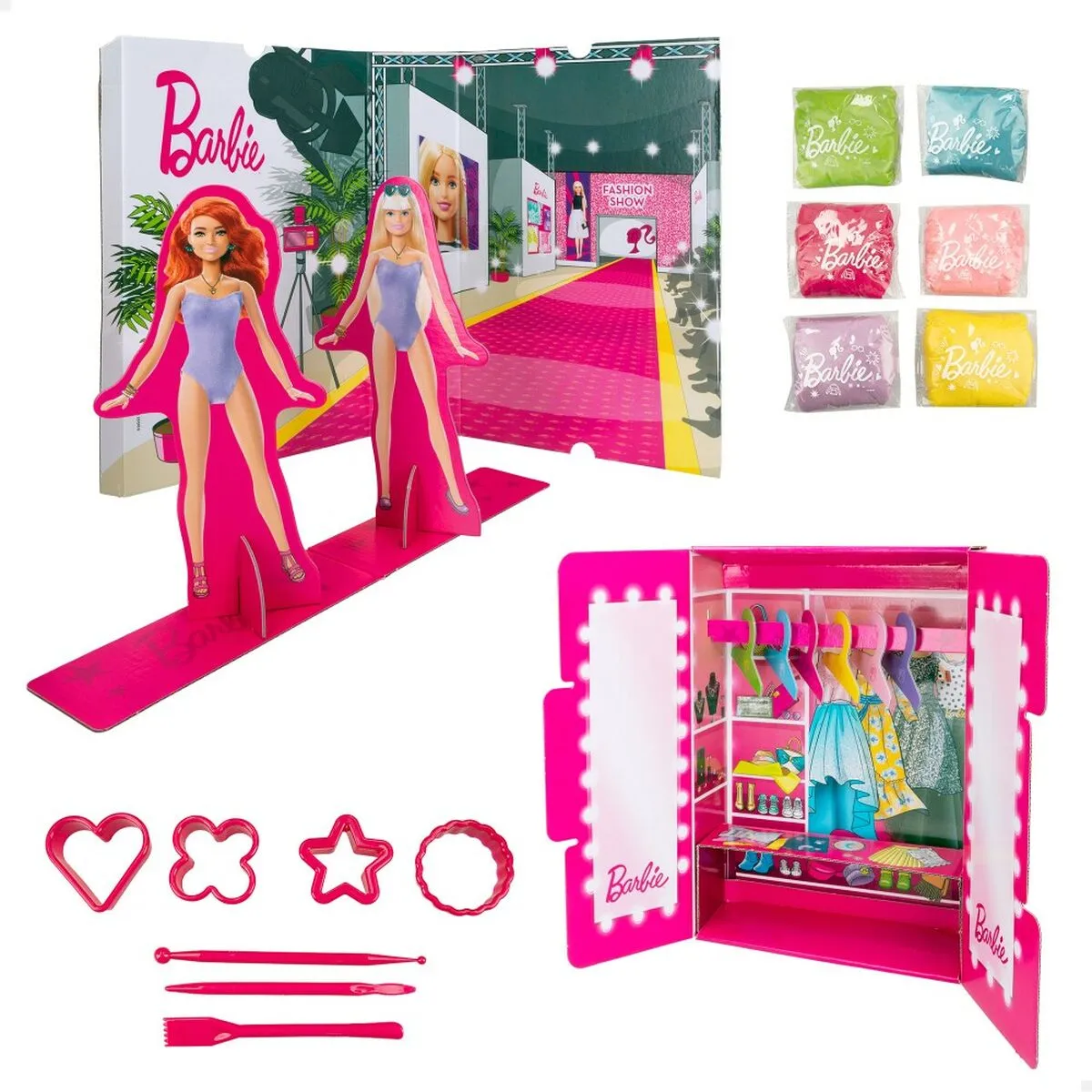 Gioco Creativo di Plastilina Barbie Fashion Bambola Sfilata di Moda 16 Pezzi