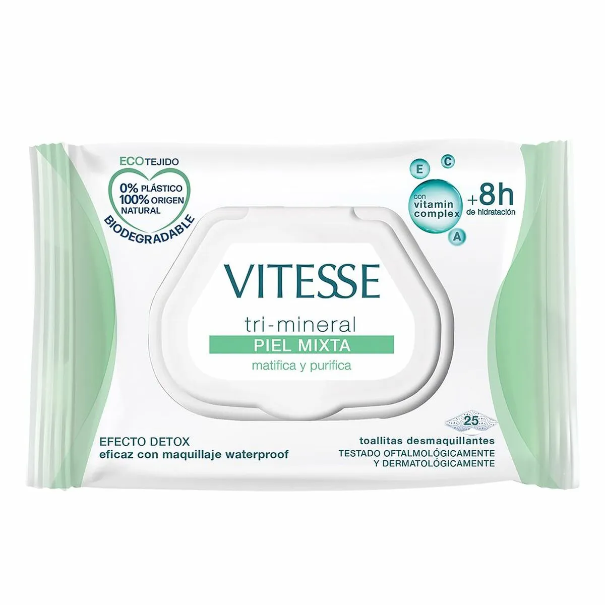 Salviette Struccanti Vitesse Tri-Mineral Pelle Mista (25 Unità)