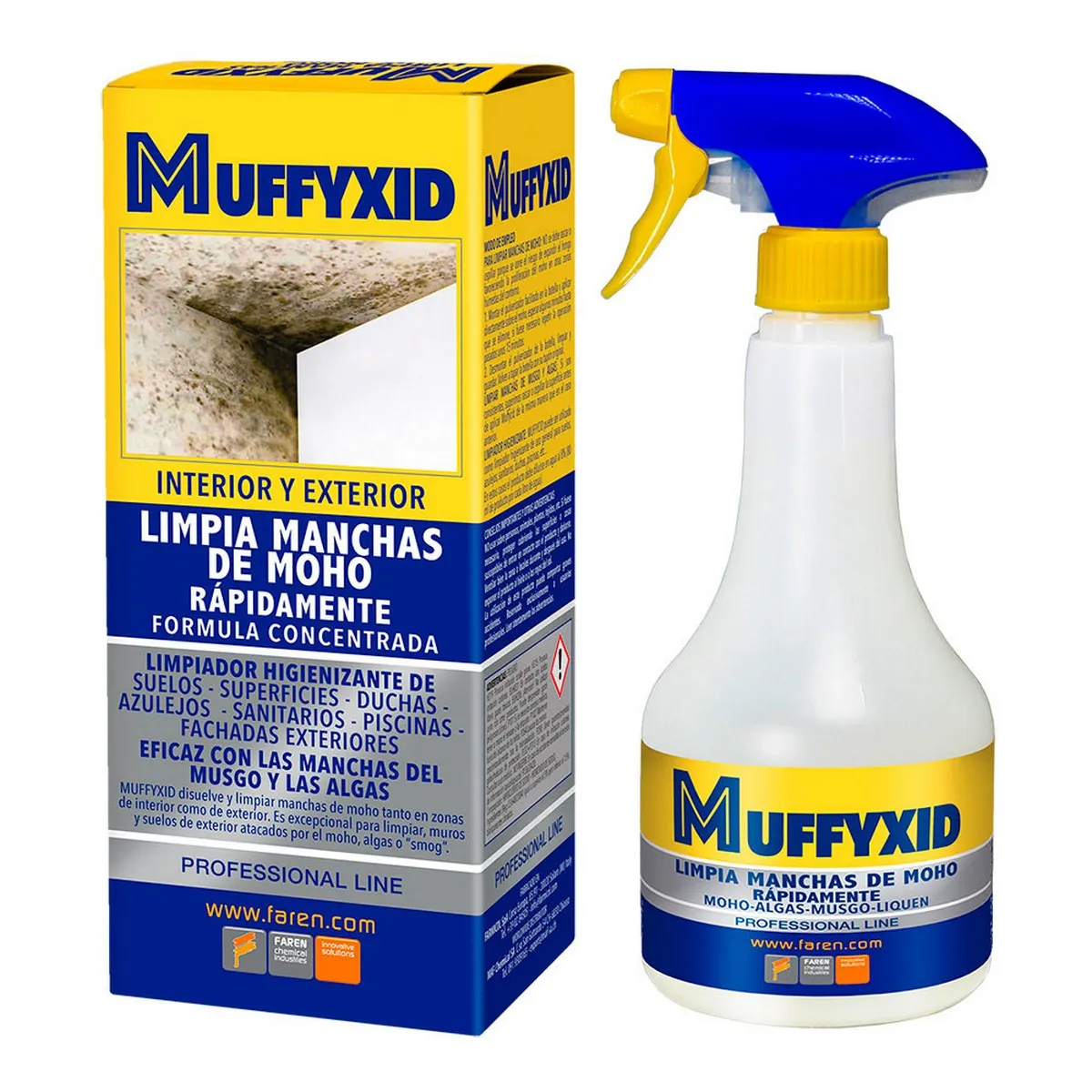 Spray Disinfettante Faren Muffycid Rimozione di muffa Cloro attivo 500 ml