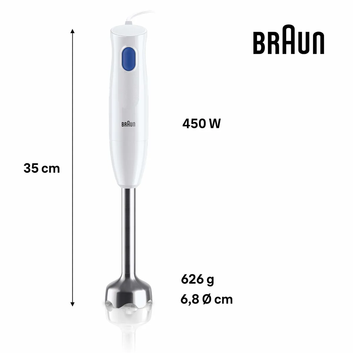 Frullatore Braun MQ10.001MWH Azzurro/Bianco 450 W 600 ml