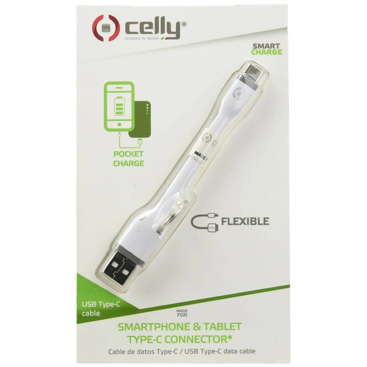 Cavo USB A con USB C Celly ESUSBTYPECKEYWH Bianco