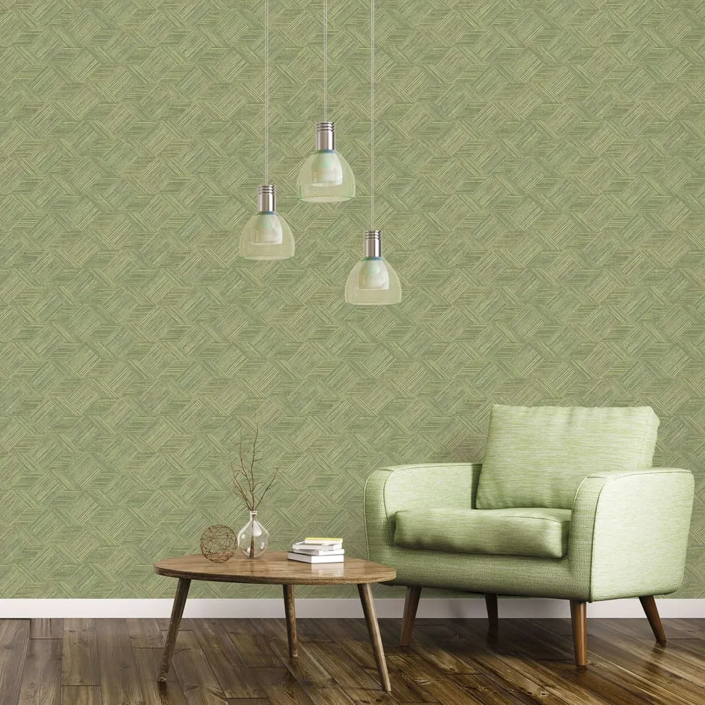 Evergreen Carta da Parati Wicker Natural Verde