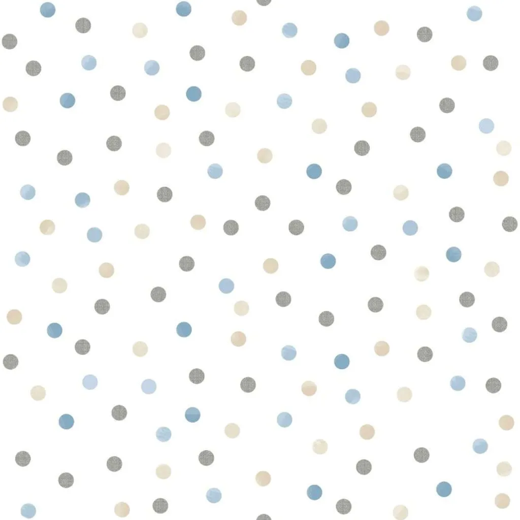 Noordwand Carta da Parati Mondo baby Confetti Dots Bianco Blu Grigio