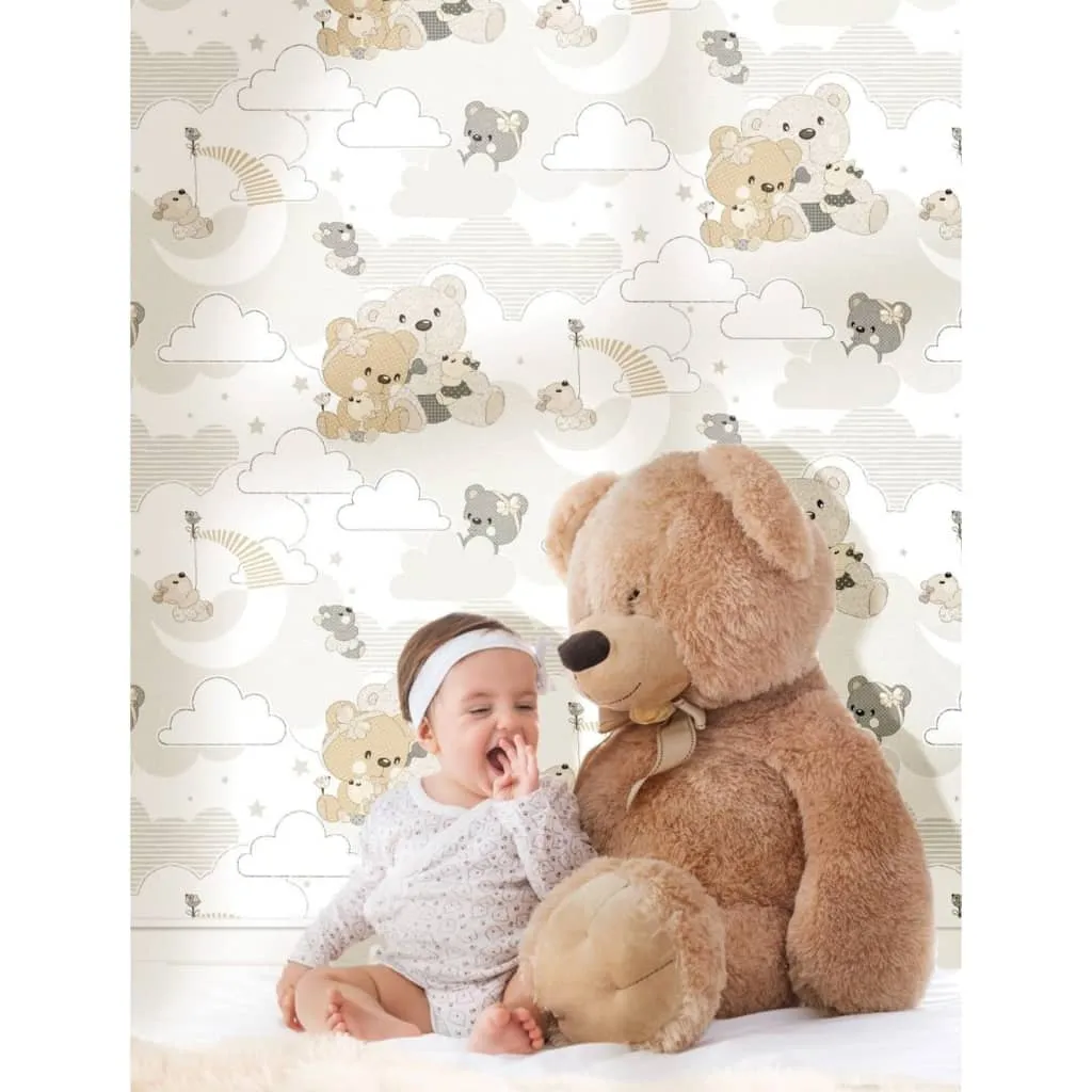 Noordwand Carta da Parati Mondo baby Hug Bears Grigio e Beige