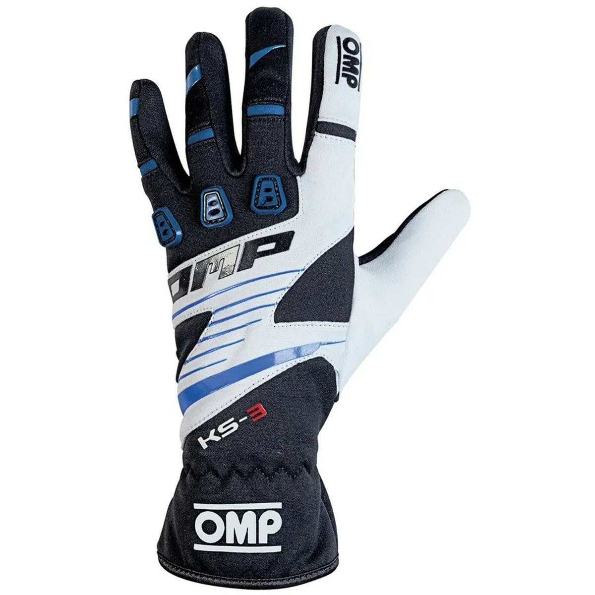 Guanti da karting per bambini OMP KS-3 Azzurro Bianco Nero 4