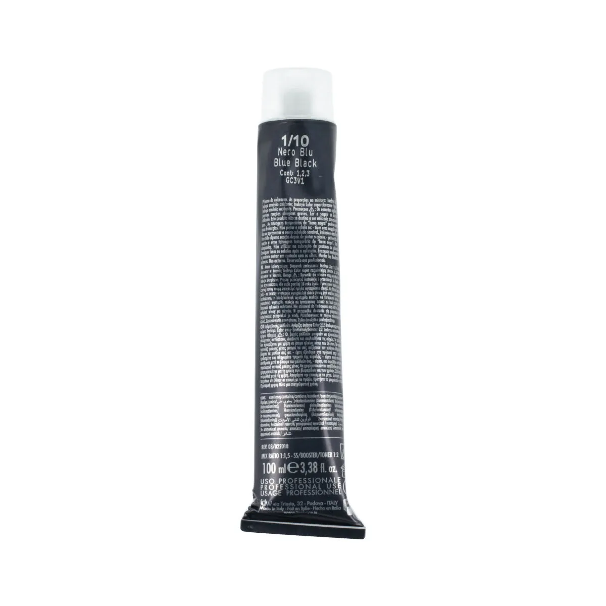 Tintura Permanente Inebrya Nº 1/10 Black Blue Ash 100 ml