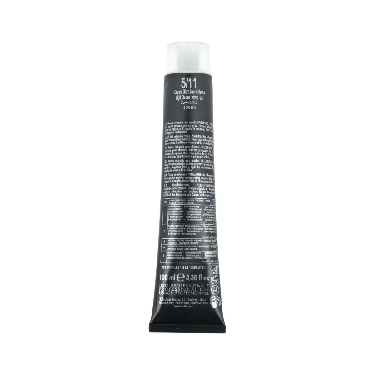 Tintura Permanente Inebrya Nº 5/11 Light Chestnut Intense Ash 100 ml