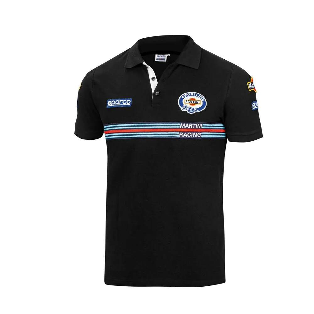 Polo a Maniche Corte Uomo Sparco Martini Racing Nero (Taglia M)