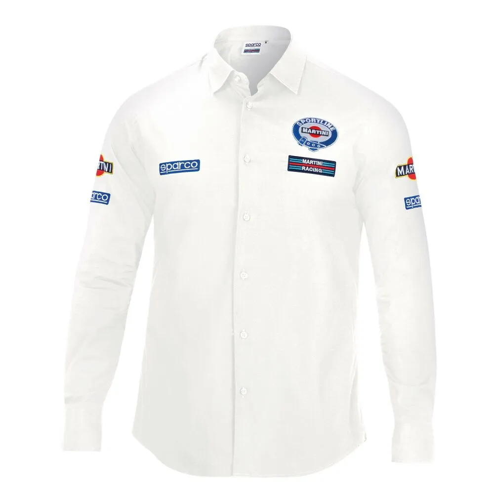 Camicia a Maniche Lunghe Uomo Sparco Martini Racing Taglia L Bianco