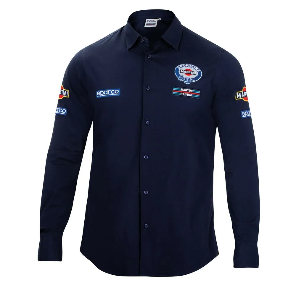 Camicia a Maniche Lunghe Uomo Sparco Martini Racing Azzurro (Taglia S)