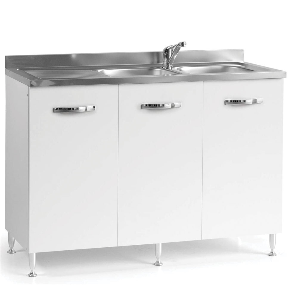 Mobile Mobiletto Sottolavello Per Cucina Componibile Bianco Frassino (85x50x120) (1)