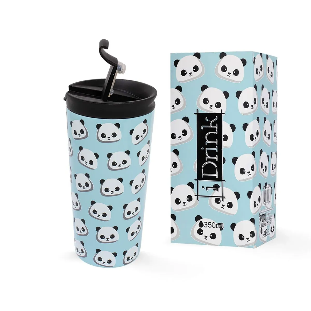 Tazza Thermos con Coperchio iTotal Doppia parete Azzurro Panda Acciaio inossidabile 350 ml