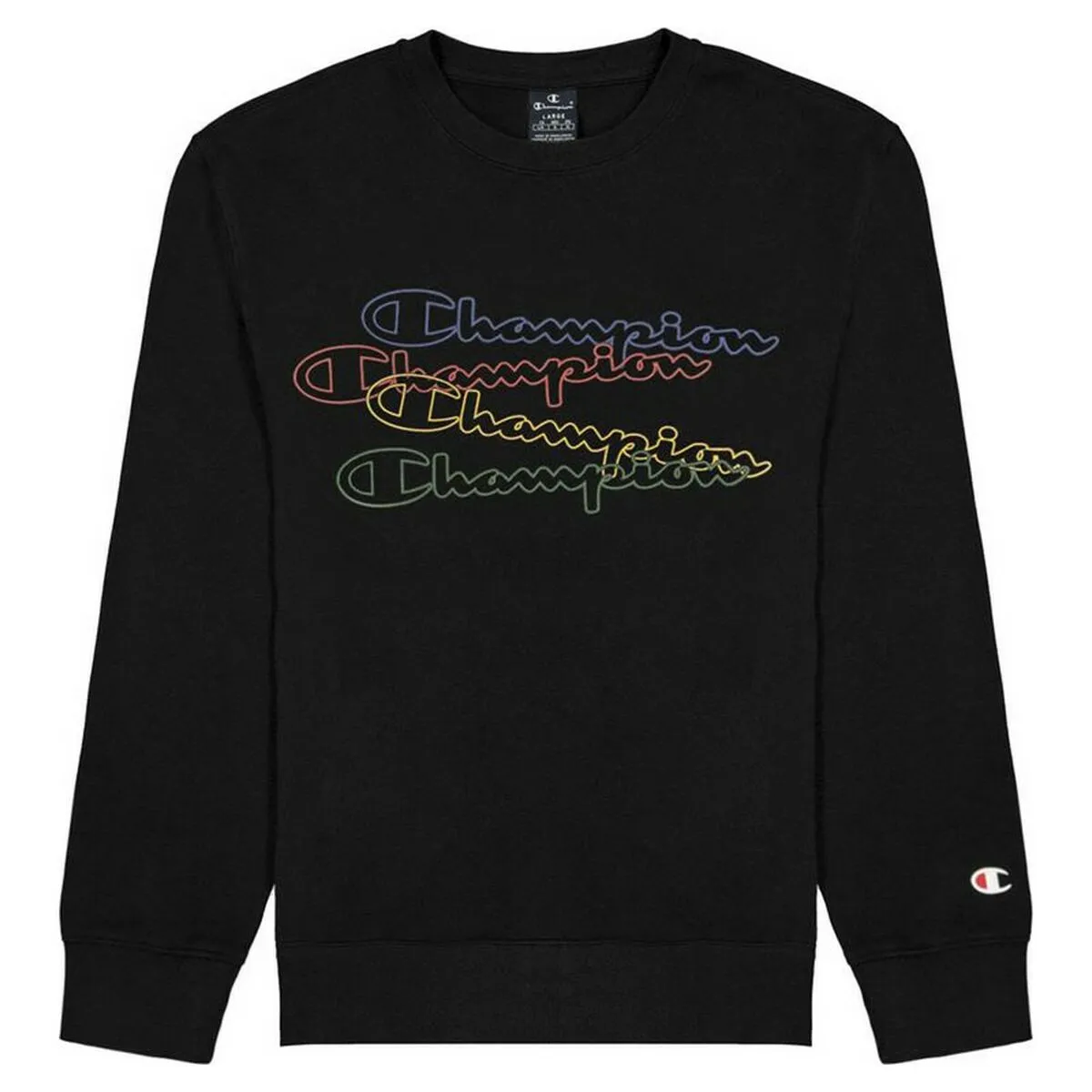 Felpa senza Cappuccio Champion Crewneck Script Logo Boy Nero