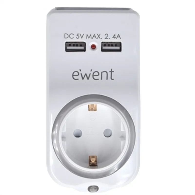 Presa Parete con 2 Porte USB Ewent EW1225 16A 3680 W