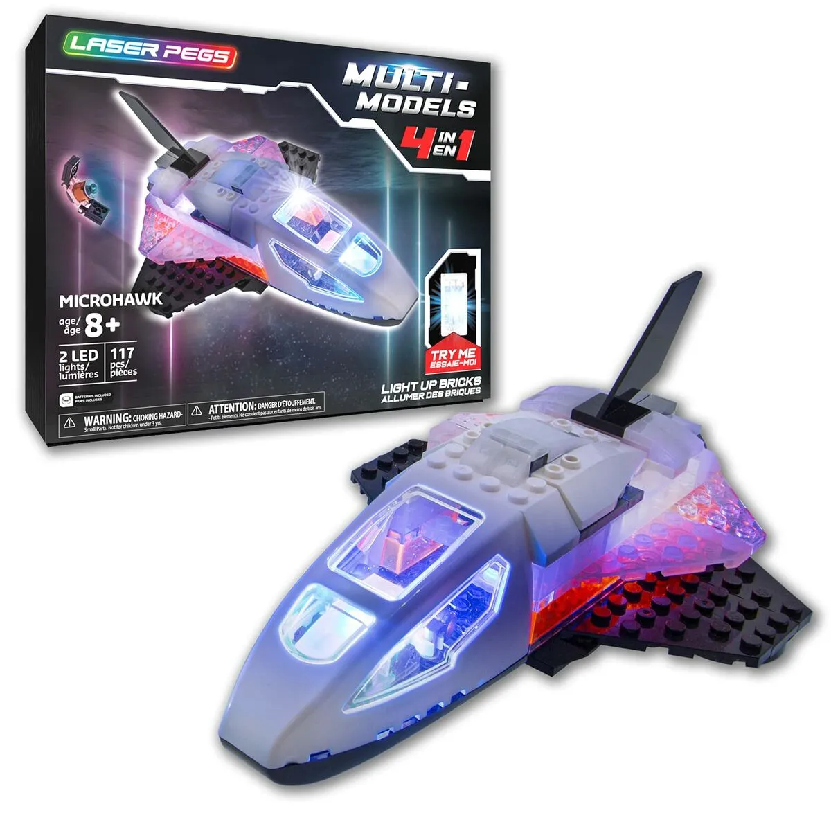 Veicoli di Costruzione Laser Pegs Space Shuttle - 4 in 1  + 8 Anni Luce LED 117 Pezzi